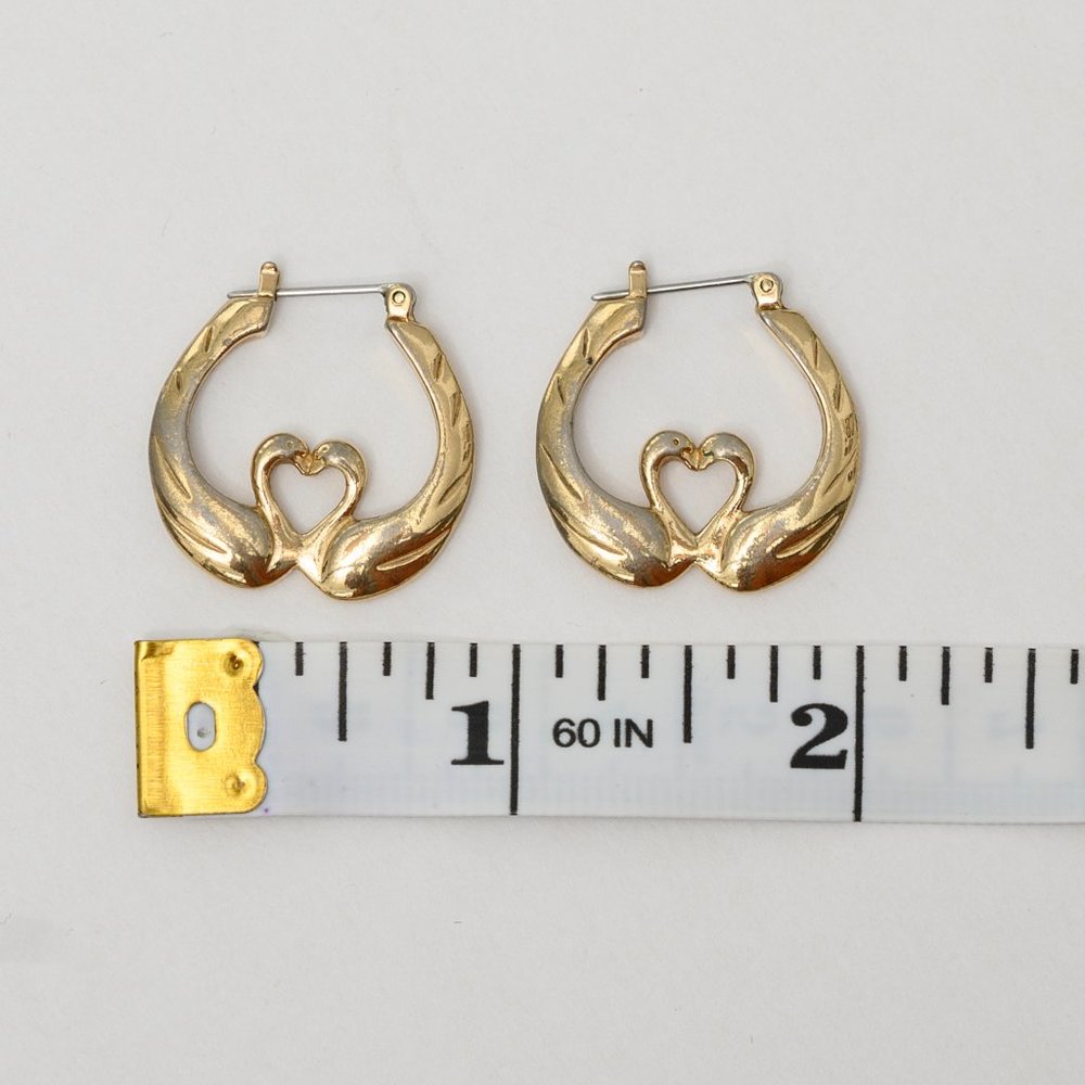 Gold Swan Claddagh Hoop Earrings